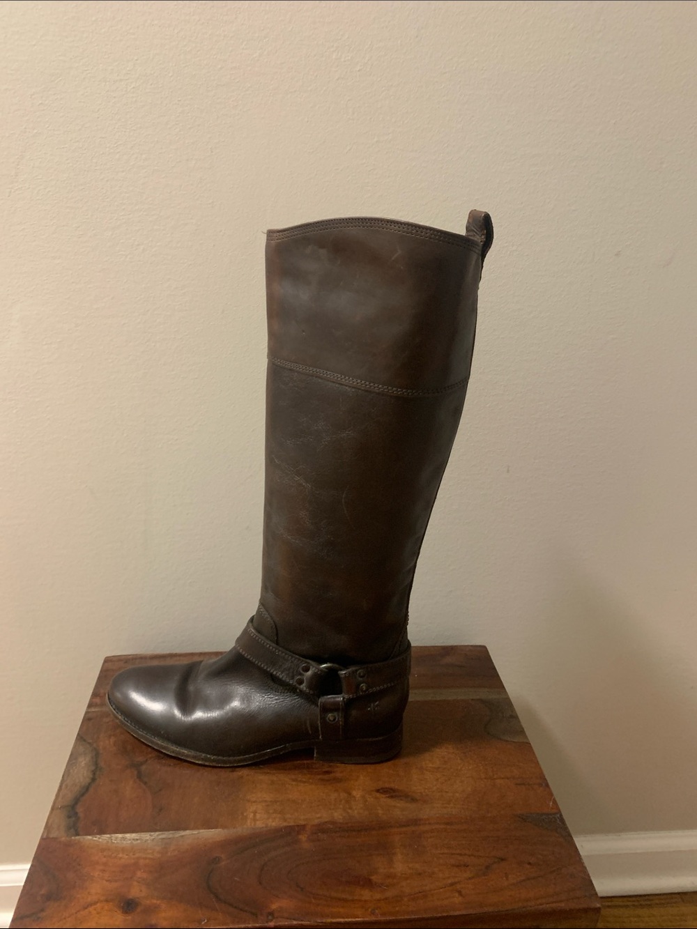 Frye Dark Brown Tall Leather Riding Boot